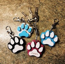 Personalized Paw Print Pet Keychain - Cat or Dog Pawprint Keychain Gift
