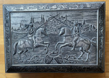 schöne alte große Blechdose aus Nürnberg, silber mit Prägungen, Lebkuchenbox