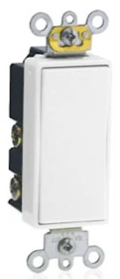 LEVITON 5685-2W/15A SPDT, Maintained 3 position Decora Rocker Switch, WHITE