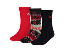 Nike Air Jordan Boys 3-pack size XS Yth 10C-3Y Holiday Crew Socks Red Black New