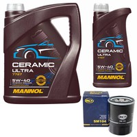 MotoröL Set Mannol 5W-40 Ceramic Ultra 6 Liter + ÖLfilter FüR Honda Subaru 2.0
