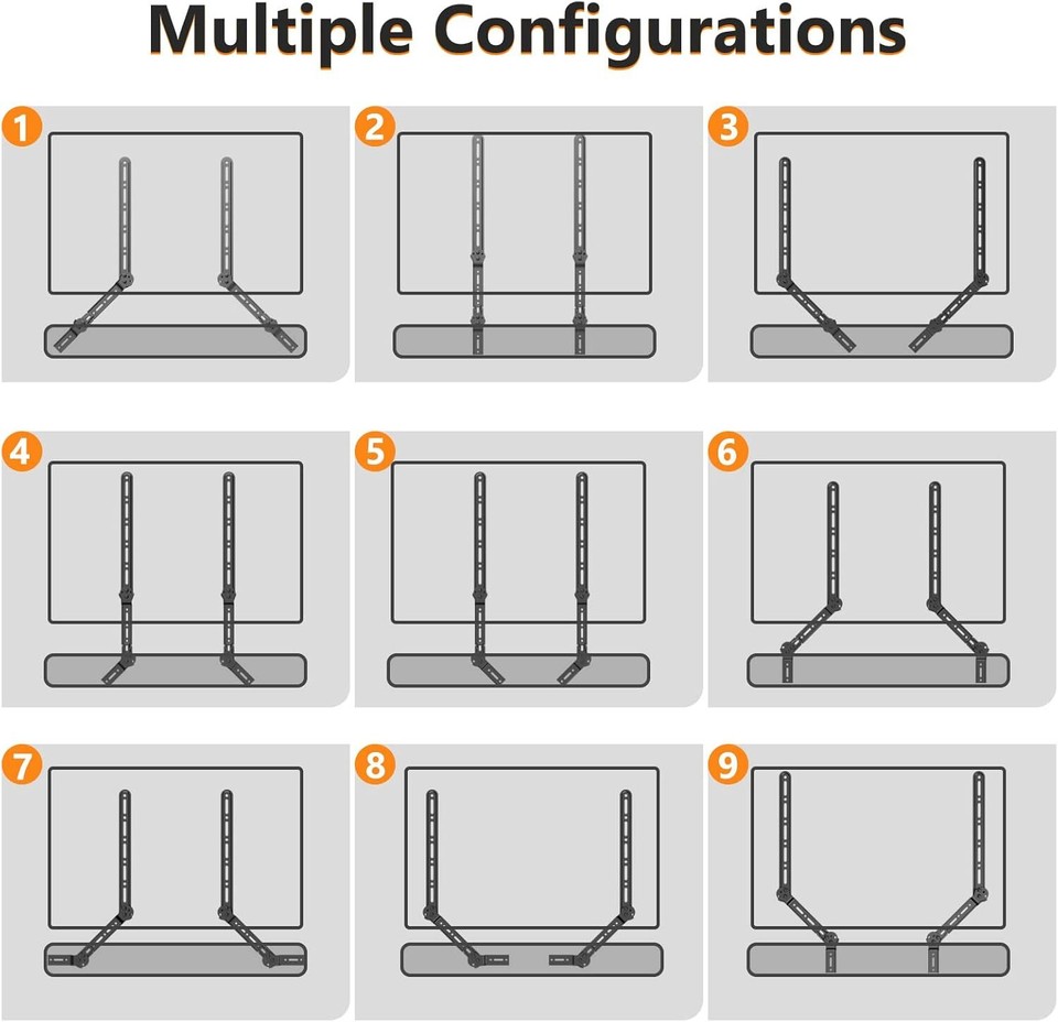 WALI Soundbar Mount Bracket, for Mounting Under or Above TV, with 2