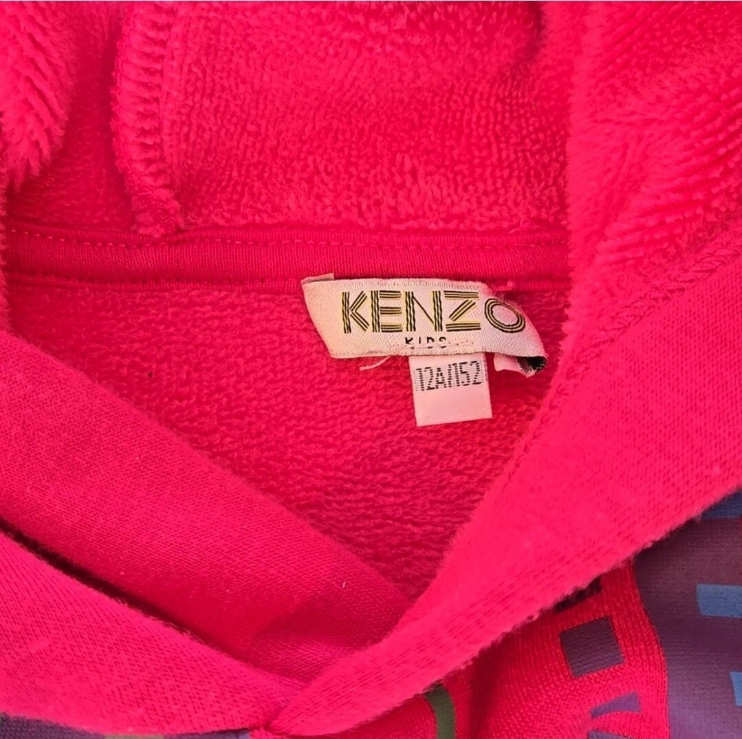 Kenzo Mini Abito con Cappuccio e Felpa Rosa per Bambini Taglia 12