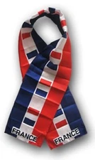 FRANCE FLAG SCARF - LIGHTWEIGHT POLYESTER 8" x 60" - NEW SCARF SHAWL WRAP 