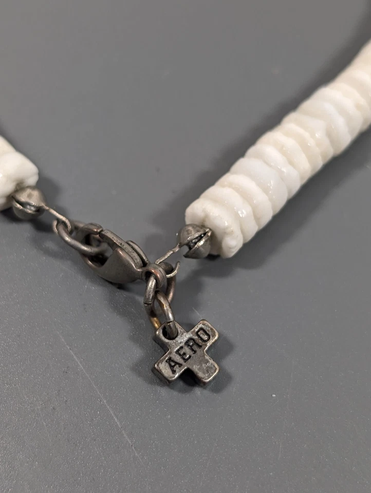 Pulsera Retro American Eagle Y2K Estilo Surfer Apilada Concha Blanca 9 pulgadas Foto 2 de 4