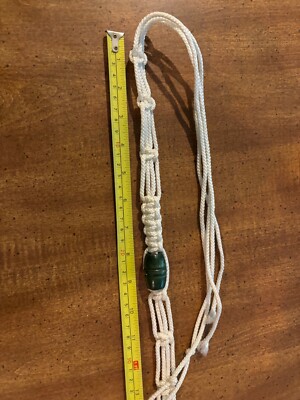 Handmade Vintage Macrame Belt BOHO Retro White Cord Green  display picture 1
