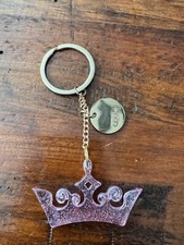 Disney Princess Crown Rapunzel Purple Glitter Acrylic Keychain