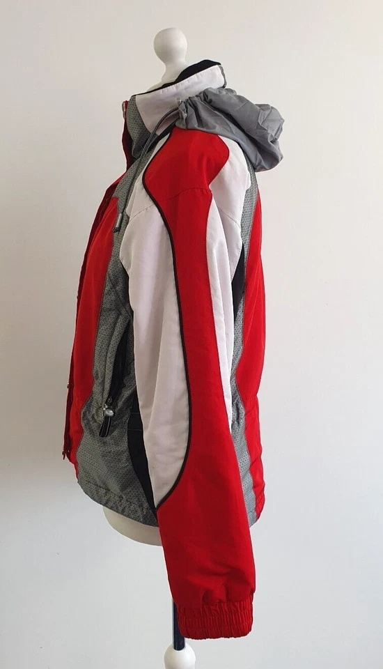 Chaqueta Marker Ski Snowboard Talla UK 8/10 Rojo Blanco Negro Capucha Bolsillos con Cordón Foto 4 de 4