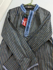 Shamsi Embroidered Long Kurta Shirt India Pakistan Ethnic Wear Mens Sz 40