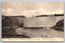 Big Dam & Power House Union River Ellsworth ME C1908 DB Postcard V19