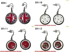 steampunk earrings patriotic flag hypoallergenic stainless steel #ER41, 110-112