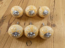 6 Yellow Ceramic Drawer Door Knobs Pulls Handle Cabinet Dresser Hardware Round