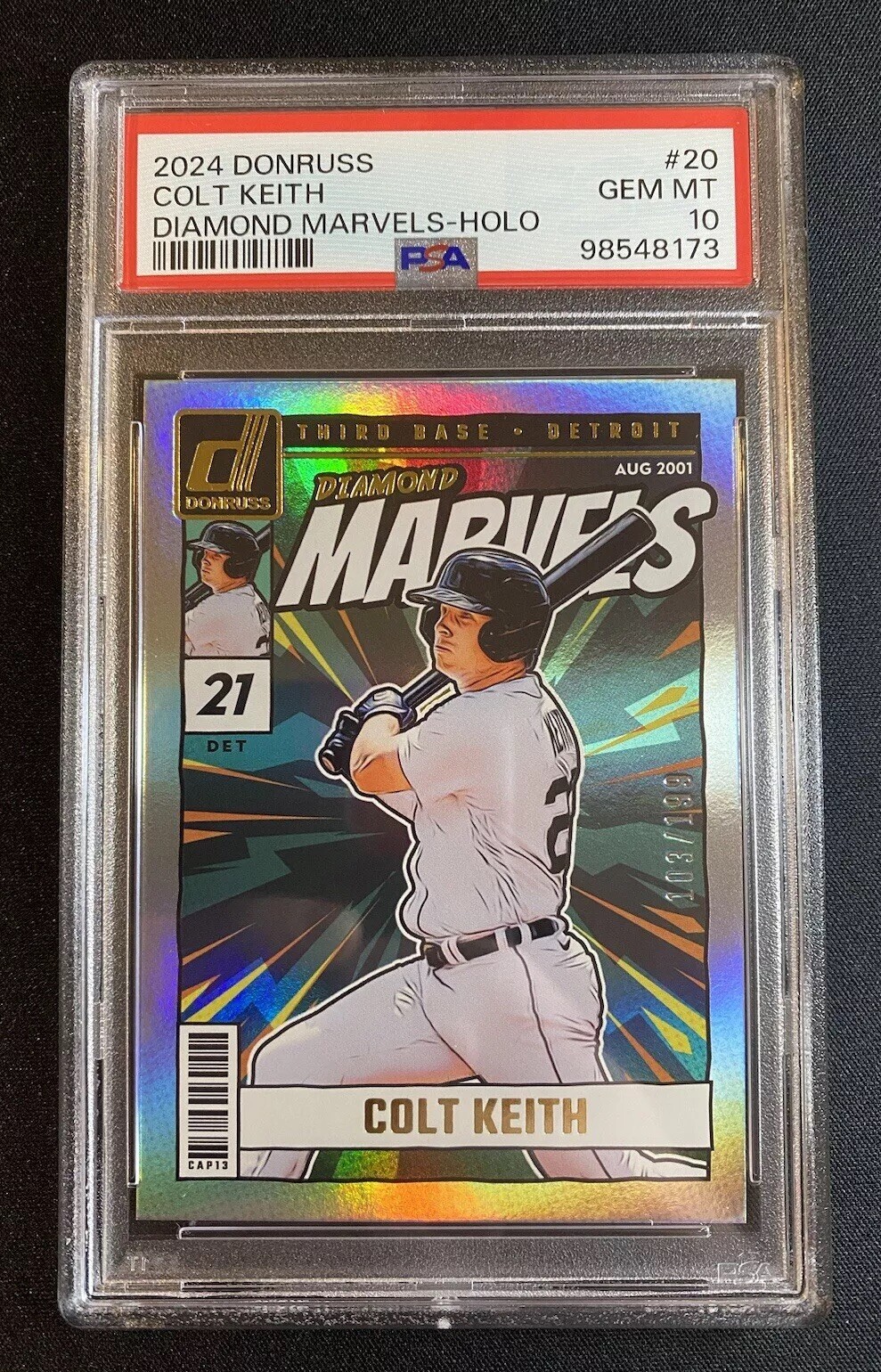 2024 Panini Donruss Diamond Marvels Colt Keith Holo Silver /199 - RC PSA 10 🔥