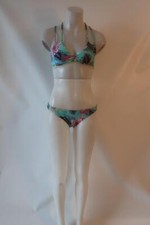 Womens Pilyq Turq Floral 2pc Swim Bikini Sz M 
