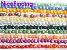 6-7mm Multi Color Freshwater Pearl Freeform Stone Beads For Jewelry Making 15"NF