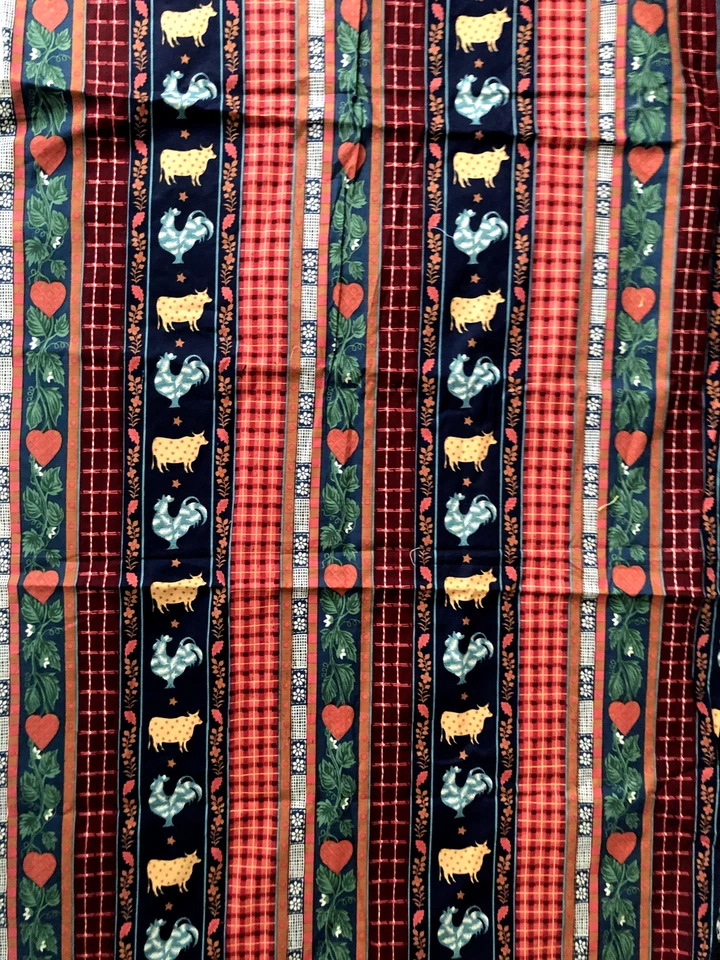 Vtg 42X50 1 1/3 Yd Concord Kessler Plaid ROOSTER COW Heart Star Farmhouse FABRIC - Image 4 of 4