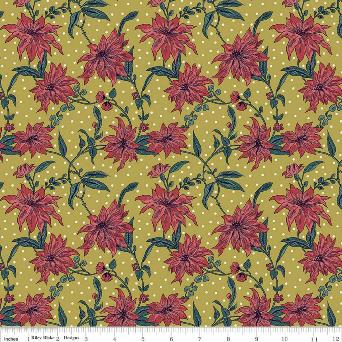 Fat Quarter Liberty Christmas Poinsettia Red Cotton Quilting Sewing Fabric