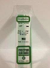 Evergreen # 107 Styrene Strip .010" Thick - 14" Long; pkg(10) x .156"A Scale MIB