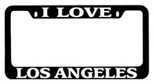 I Love Los Angeles Black METAL License Plate Frame Auto