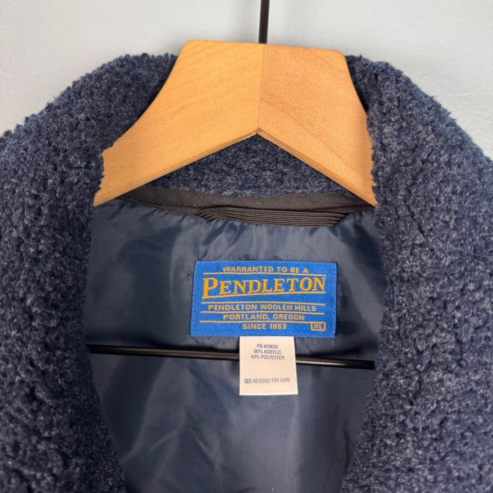 NEW Pendleton Men's XL Navy Blue Sherpa Fleece Vest Full Zip Acrylic Polyester - Image 3 of 4