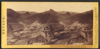 Stereoview Photo NEVADA Six Mile Canyon Dump Gould & Curry Mine Virginia City