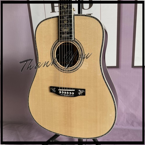 Deluxe All Solid D-type Acoustic Guitar Spruce Top Rosewood Body Ebony Fretboard - Picture 6 of 10