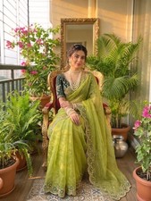 Heavy Fancy Bollywood Saree Designer Indian Sari Ethnic Wedding Party Eid Wear