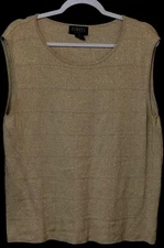 Finity 1X top beige metallic shimmer spandex stretch sleeveless