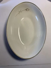 Noritake Nora 7546 Oval Serving Bowl 10 Inch Ivory China Gold Trim Japan