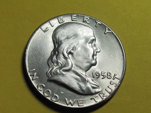 1958 FRANKLIN HALF DOLLAR  NICE  AU GRADE COIN