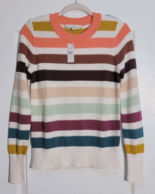 Ann Taylor Loft Sweater Women's Small Multicolor Stripe Knit Pullover  Cotton NWT
