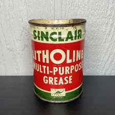 Vintage 1950's Sinclair LITHOLINE 1 Lb Pound Grease Oil Can 4.5” Dinosaur NICE!