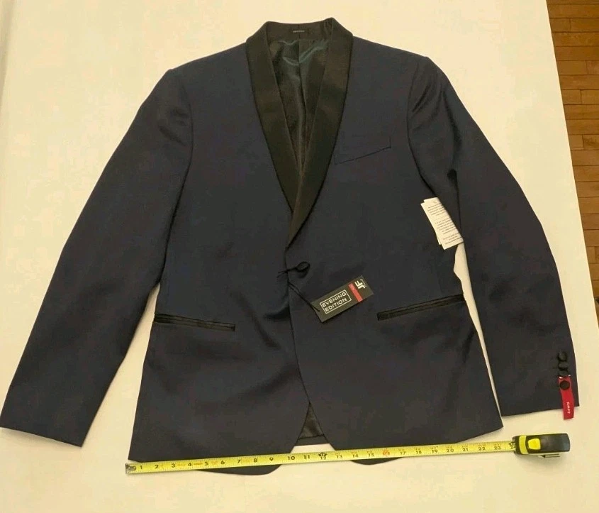 NEW J. Ferrar Mens Slim Stretch Fabric Slim Fit Tuxedo Jacket, 44 Regular, Blue - Image 2 of 4