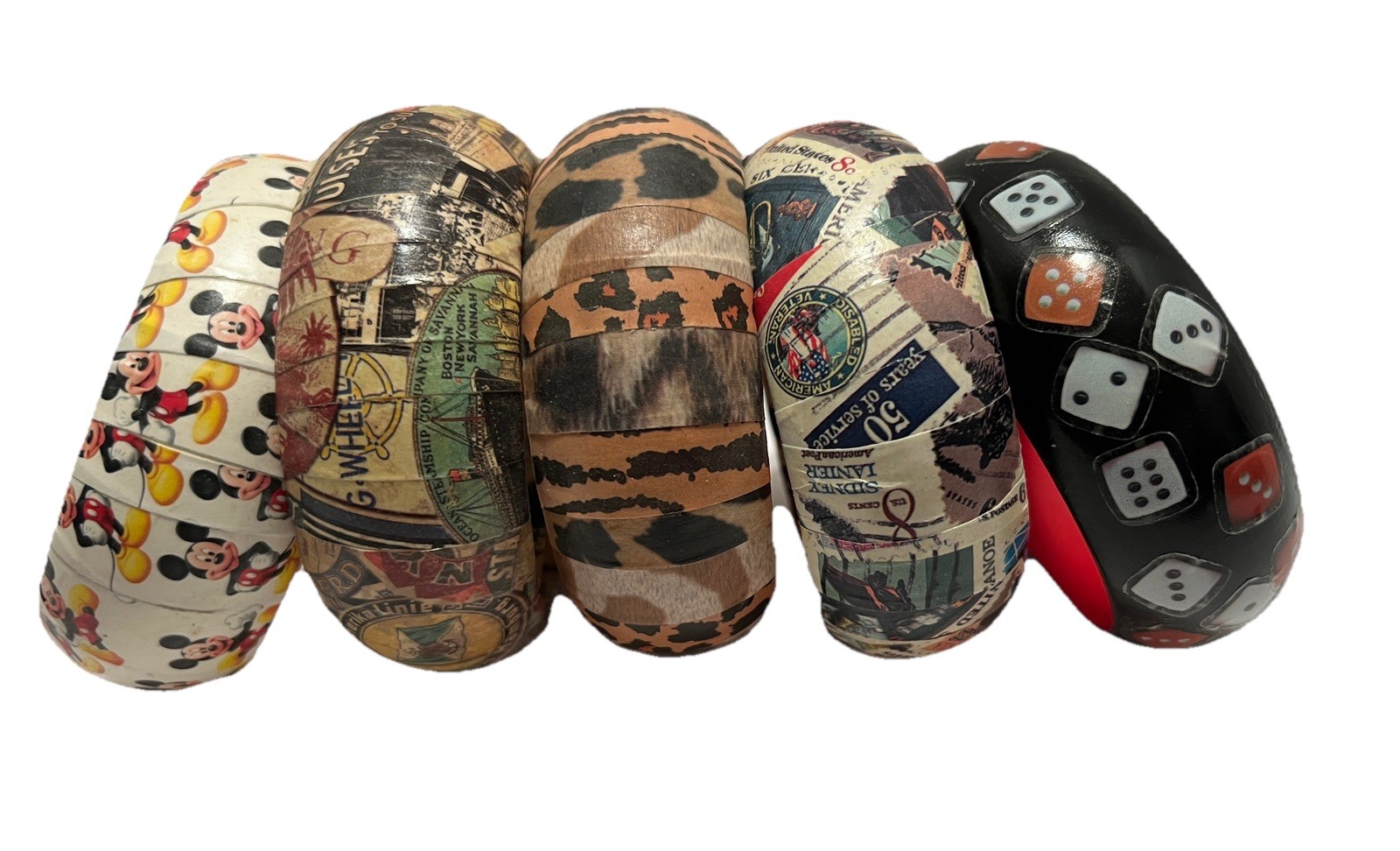Decoupage Bangle Bracelets Mickey Mouse Dice Post… - image 1
