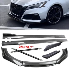For Nissan Sentra Sedan Carbon Fiber Side Skirt Rear & Front Bumper Lip Splitter