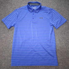 under armour playoff polo mens small loose striped blue
