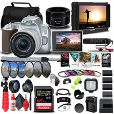 Canon EOS 250D / Rebel SL3 DSLR Camera with 18-55mm Lens Silver Bundle