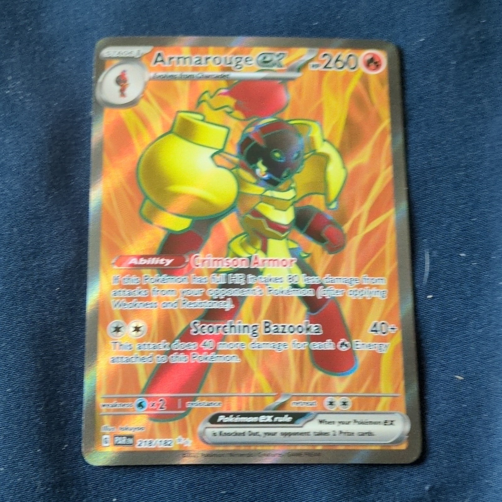 Pokémon Armarouge EX 218/182 Paradox Rift Full Art Ultra Rare Holo Fire Card