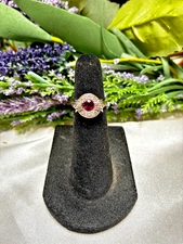 Darling Art Deco Ring Vintage Estate Sterling Silver Ruby Cubic Zirconia Size 3