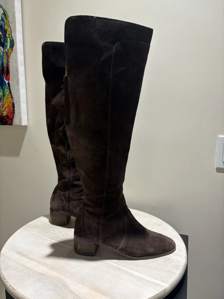 Botas altas Corso Como para mujer marrón gamuza talla 9,5 M cremallera lateral, forradas de cuero Foto 4 de 4