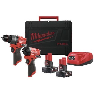 Milwaukee M12 FPP2A2-602X 2-teiliges 12V Fuel Brushless Elektrowerkzeug-Set, 2x 6,0Ah 