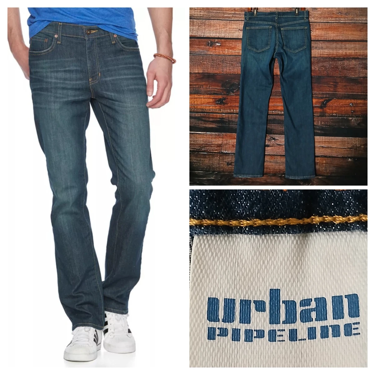 Jean extensible à coupe étroite régulière pour hommes, Blagk Black Bull