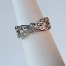 Bomb Party Ring Sz 8 "Top It With A Bow" Lavender Topaz & Cz on Rhodium