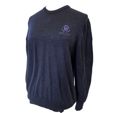 Roberto Cavalli Navy-Blue Designer Sweater Midweight Wool Round Neck