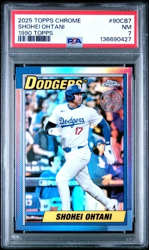 136690427 Shohei Ohtani 2025 Topps Chrome #90CB-7 1990 Baseball PSA 7