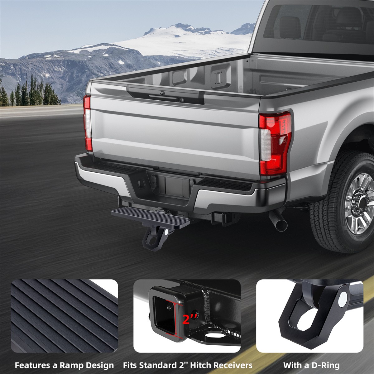 Tow Trailer For 2" Receiver Tow Hitch Step Bar Bumper Guard Receiver Aluminum