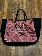 Victoria's Secret Pink Sequin Heart Canvas Tote Bag