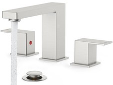 Brushed Nickel Bathroom Faucets 3 Hole, Stainless Steel 2 Handle Square 8 in ...