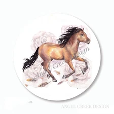 GALLOPING MUSTANG HORSE SCRAPBOOK STICKERS FAVORS HORSE LABELS ENVELOPE SEALS