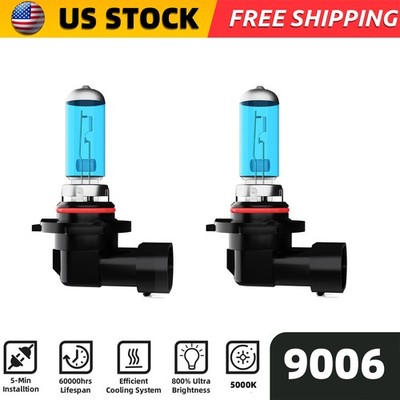 2 Bulbs 9006 HB4 Bright Halogen Bulbs Headlights Lamps 5000K Warm White 80W